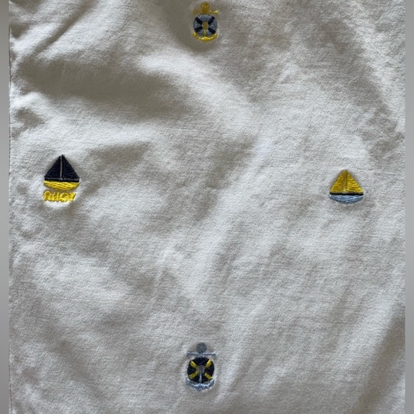 Talbots Nautical Embroidered White Patterned Girlfriend Chinos, Size 6P - Picture 7 of 10